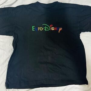 Vintage 90s Euro-Disney T-Shirt RARE Embroidered Rainbow Pride Streetwear Casual